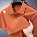 Camisa Polo Masculina de Verão 2026, Luxo Leve, Manga Curta, Bordada, Casual de Negócios