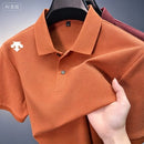 Camisa Polo Masculina de Verão 2026, Luxo Leve, Manga Curta, Bordada, Casual de Negócios