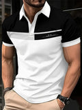 Camisa Polo Masculina de Verão 2026 com Estampa Listrada, Respirável, Leve, Casual e Elegante para Uso Externo