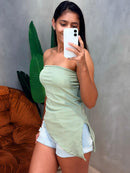 Blusa em Ribana sem Alça Assimétrica Anieli Ref. 1894